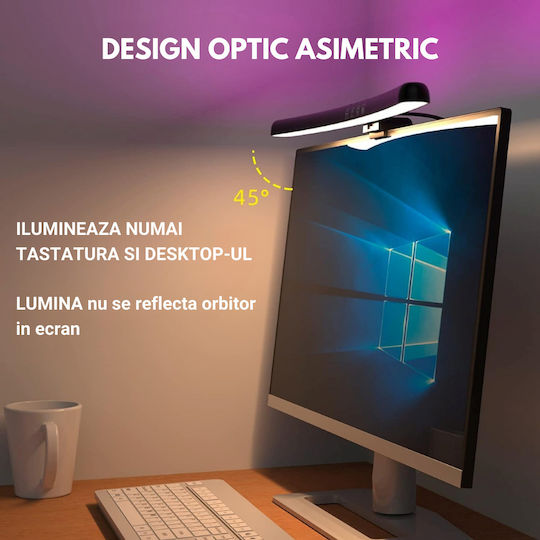 Led Lamp Curved Monitor Rgb Gaming Backlight Visionhub Eye Protection Adjustable 7 Colors Light Temperature Adjustment 3000k-6500k Usb Touch Control Intensity Adjustment