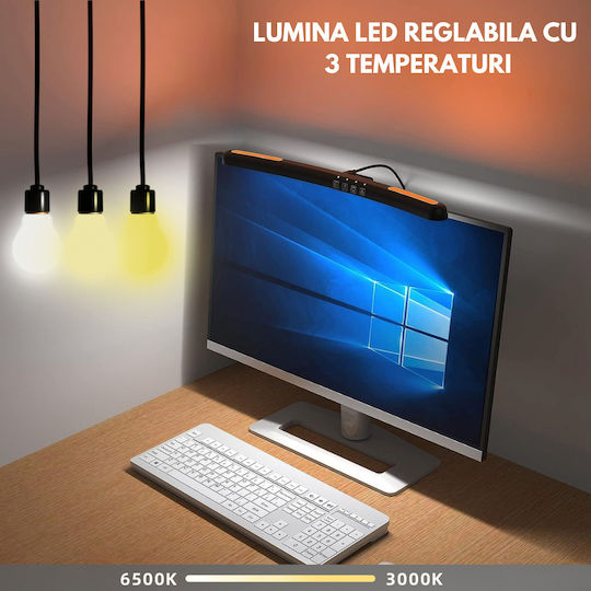 Led Lamp Curved Monitor Rgb Gaming Backlight Visionhub Eye Protection Adjustable 7 Colors Light Temperature Adjustment 3000k-6500k Usb Touch Control Intensity Adjustment