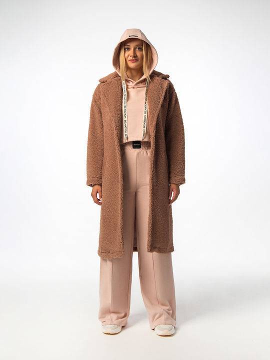 Be:Nation Women's Sherpa Long Coat Brown