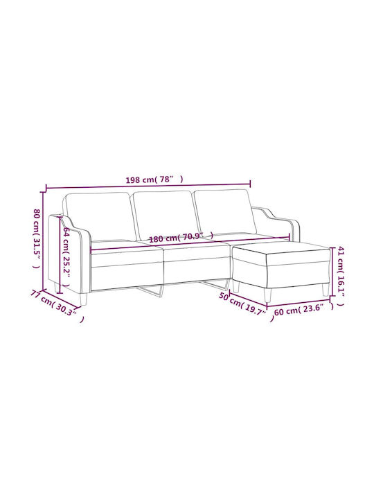 Dreisitzer Sofa Braun 77x80cm