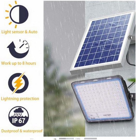 Στεγανός Ηλιακός Προβολέας LED 200W με Αισθητήρα Κίνησης και Φωτοκύτταρο IP67