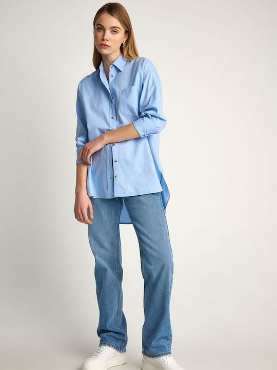 Attrattivo Women's Long Sleeve Shirt Light Blue