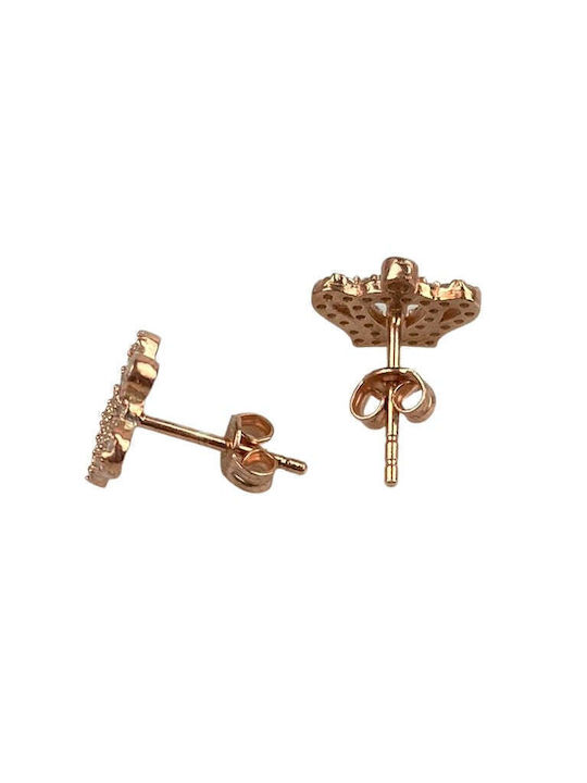 925 Silver Crown Earrings Blown Rose Gold