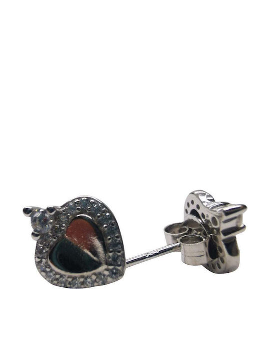 Earrings Silver 925 Heart One Stone Mini Zircons