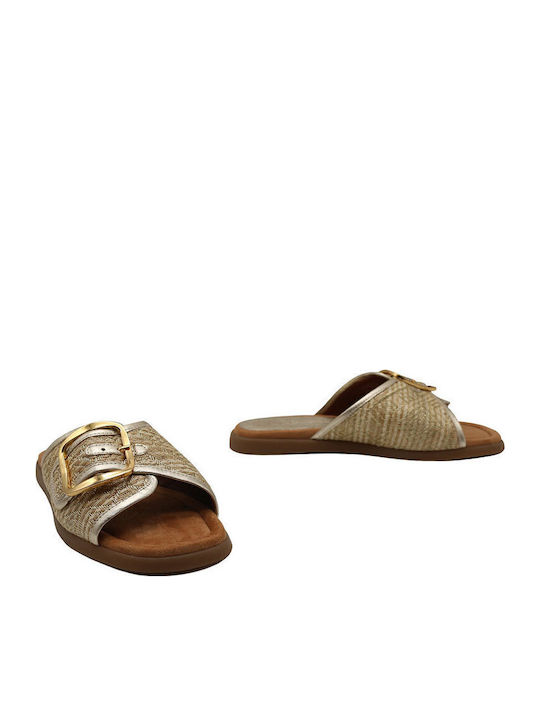 Women's Flat Sandals in Gold Color
