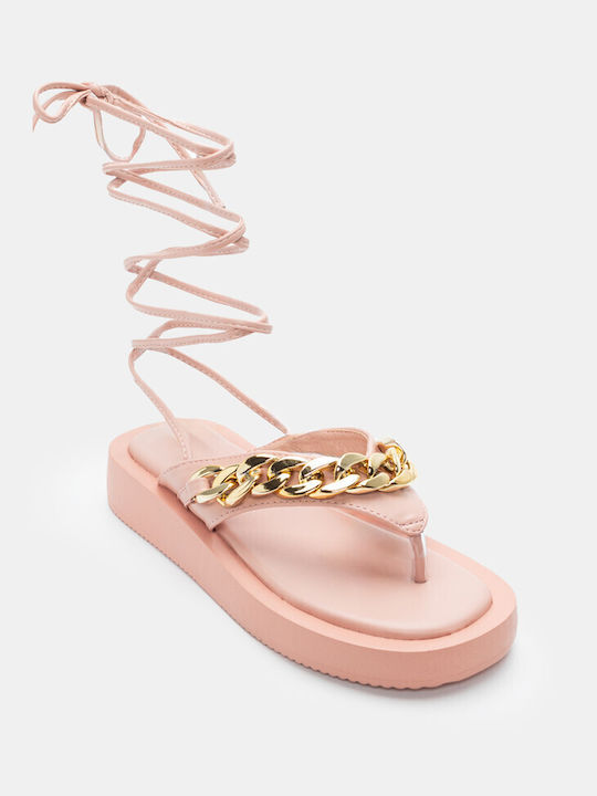 Luigi Damen Flache Sandalen Flatforms in Rosa Farbe