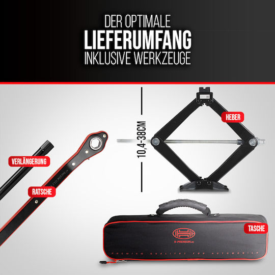 Heyner Hand Operated Scissor Jack with Lifting Capacity up to 38cm and Weight Capacity up to 1.5 Tons