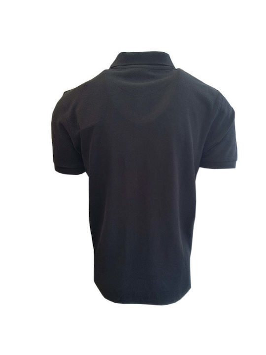 3Αlpha Bluza Bărbătească cu Mânecă Scurtă Polo Black