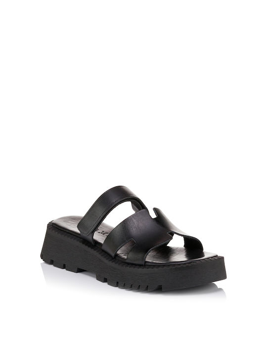 Tomas Shoes Leder Damen Flache Sandalen in Schwarz Farbe