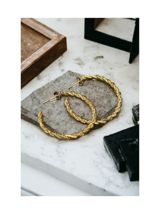 Stahl Gold Hoop Ohrringe Einzelne Flechte