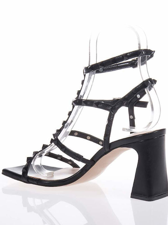 Toutounis Leder Damen Sandalen in Schwarz Farbe