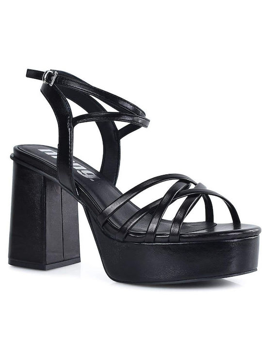 MTNG Synthetic Leather Women's Sandals Black