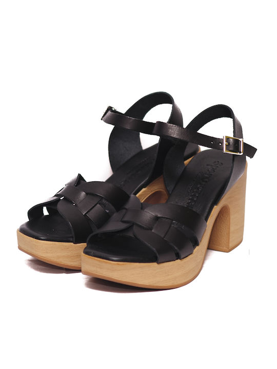 Sparwoman Leather Women's Sandals Black