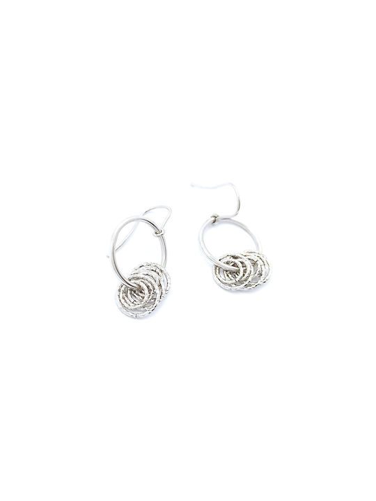 925 Silver Platinum-Plated Diamond-Encrusted Earrings