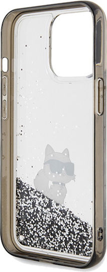 Karl Lagerfeld Liquid Glitter Choupette Umschlag Rückseite Kunststoff Transparent (iPhone 13 Pro)