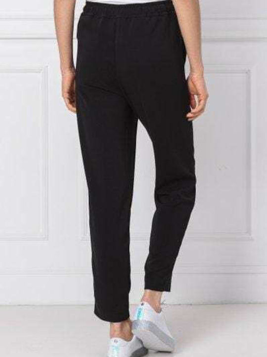 Dama Tesatura Pantaloni cu Elastic cu Croială Normală Black