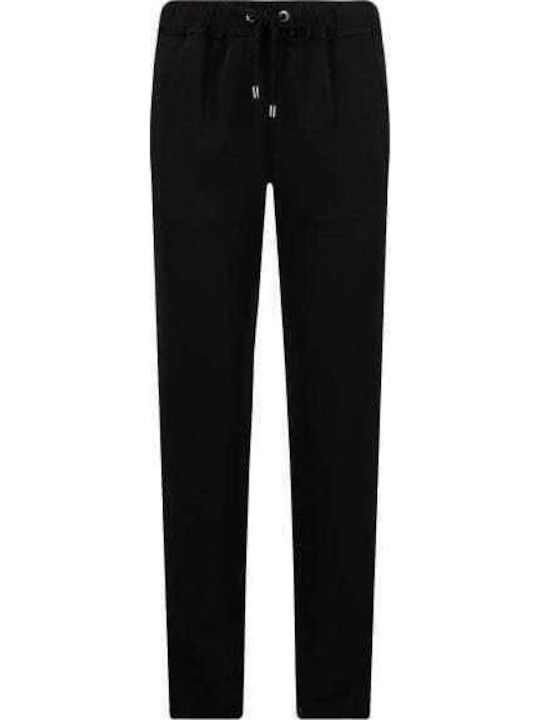 Dama Tesatura Pantaloni cu Elastic cu Croială Normală Black