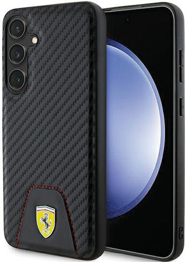 Ferrari Umschlag Rückseite Synthetisches Leder / Leder Schwarz (Galaxy S24+)
