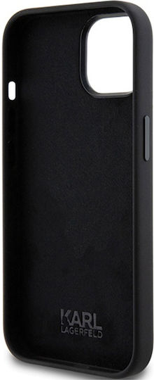 Karl Lagerfeld Choupette Metal Pin Back Cover Silicone Black (iPhone 15 Plus)