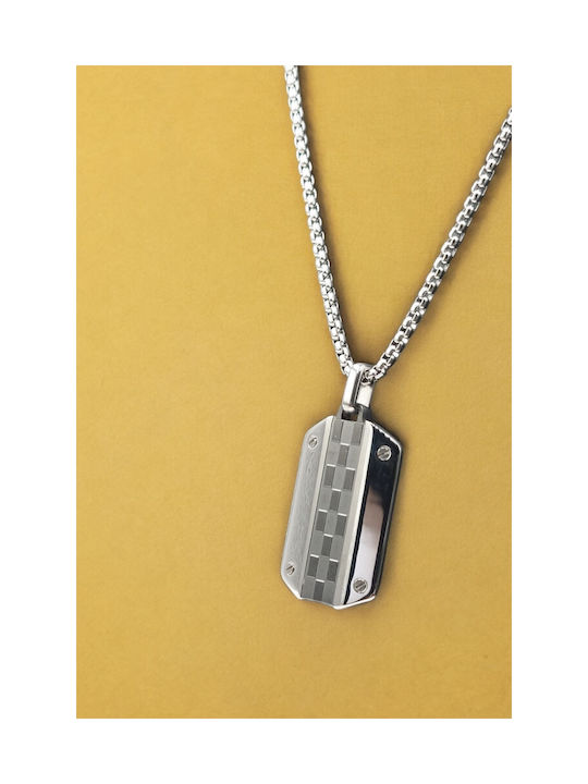 Stainless Silver Identity Line Engraved Necklace