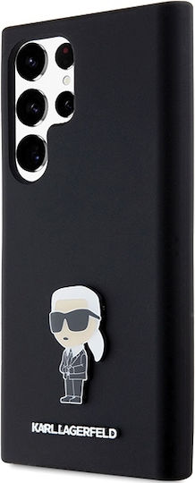 Karl Lagerfeld Ikonik Metal Pin Back Cover Silicon Negru (Galaxy S23 Ultra)