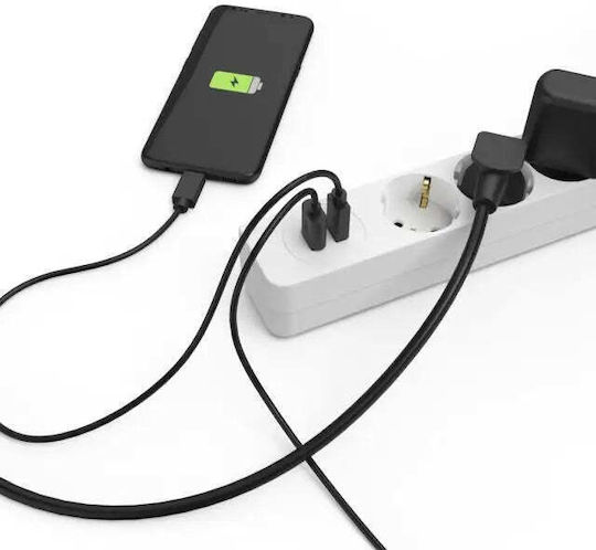 HAMA Πολύπριζο 5 Θέσεων με 2 USB-A και Καλώδιο 1.4m