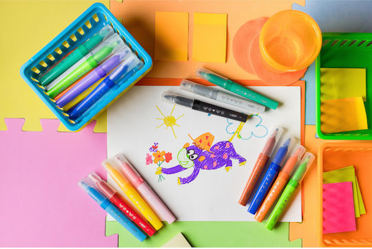 BIC Kids Comfort Grip Μαρκαδόροι Ζωγραφικής Χονδροί, Πλενόμενοι Σετ 12 χρώματα