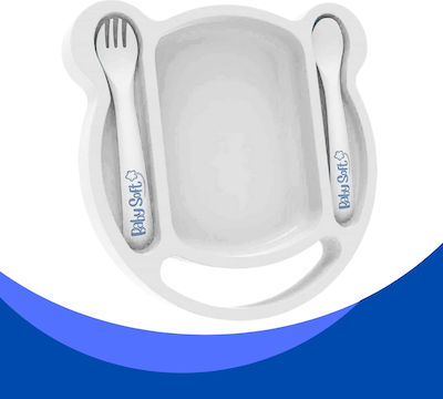 BabySoft Feeding Set made of Plastic White 3pcs