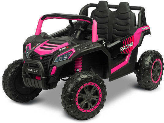 Caretero Two Seater Electric Ride On Car with Remote Control 12 Volt Pink for 3+ Years