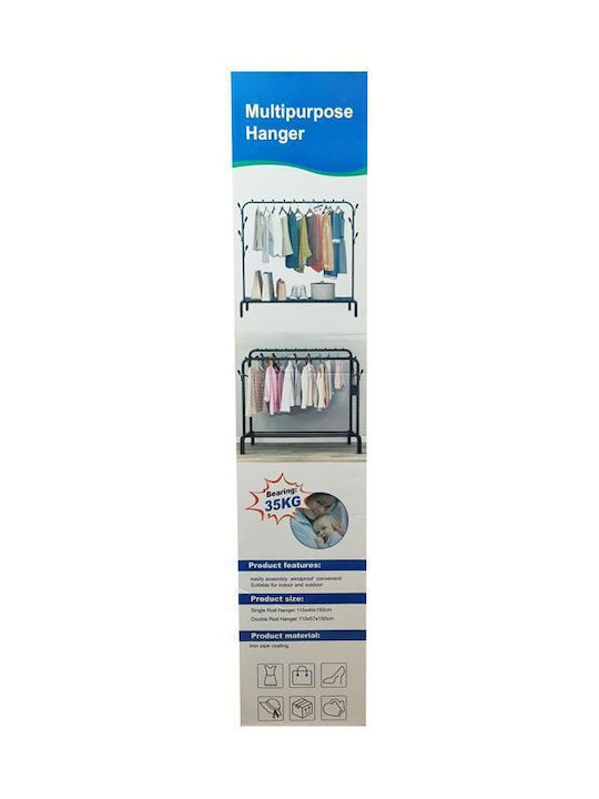 Home Use Floor Garment Rack made of Metal Black 110x40x150cm