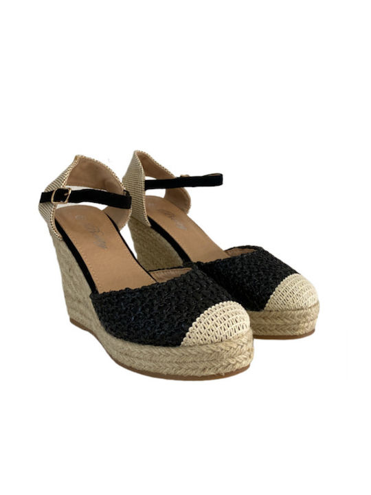 Famous Shoes Damenplattformen im Espadrilles-Stil Schwarz