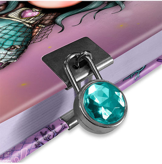 Santoro Notebook Ruled with Padlock Purple