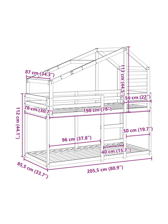 Pat pentru Copii Cușeta Single Bej pentru Saltea 80x200cm