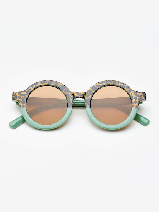 Baby Cloud Leopard Στρογγυλά Παιδικά Γυαλιά Ηλίου με Polarized Φακό Green για 3-6 Ετών