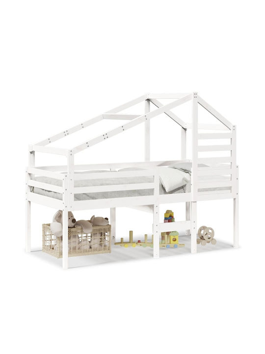 Kinderbett Hochbett Einzeln Weiß für Matratze 90x190cm