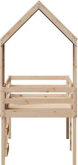 Kids Bed Loft Bed Single Beige for Mattress 90x190cm