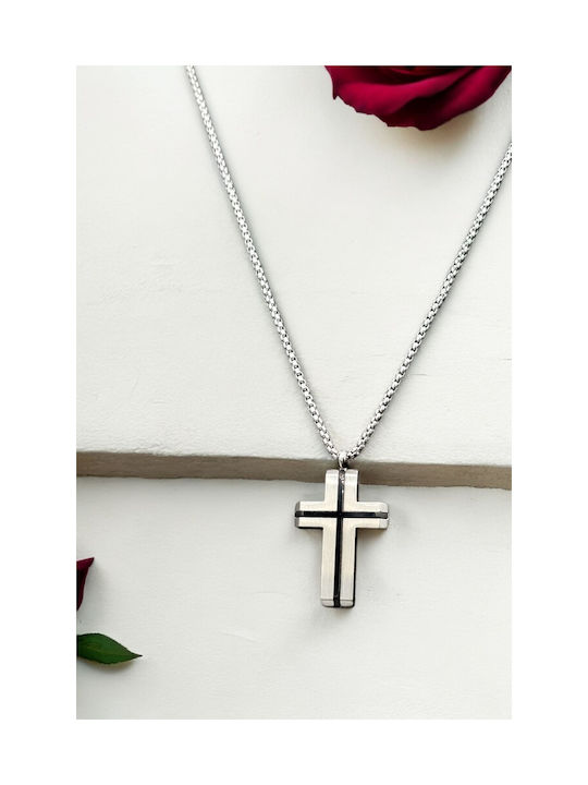 Men's Cross from Steel with Chain