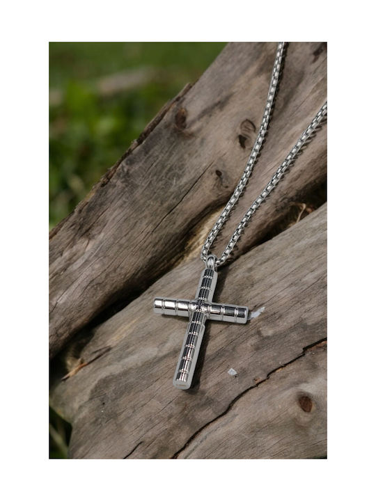 Men's Cross from Steel with Chain