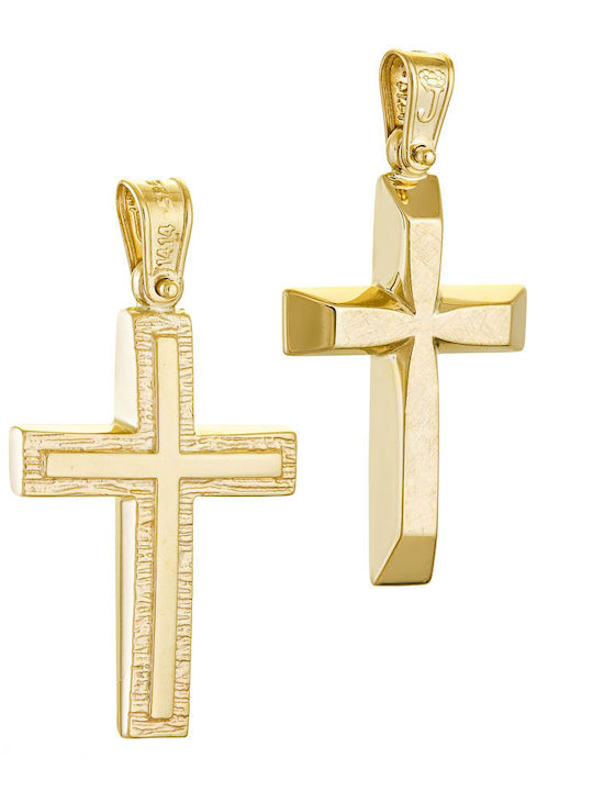 Papoulidis Jewellery Men's Gold Cross 14K Double Sided