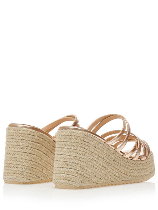 Damenplattformen im Espadrilles-Stil Goldene