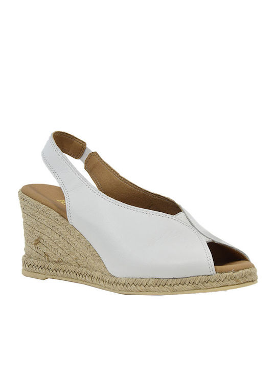 Women's Leather Peep Toe Platforms White