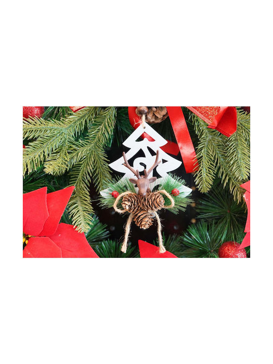 Hanging Ornament Deer Wooden Multicolour 16x13cm