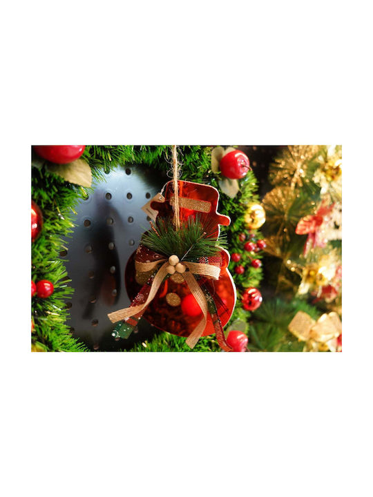 Hanging Snowman Ornament Red 17x14cm