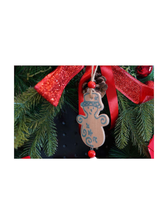 Hängender Schneemann Ornament Hölzern Mehrfarbig 7.7x17cm