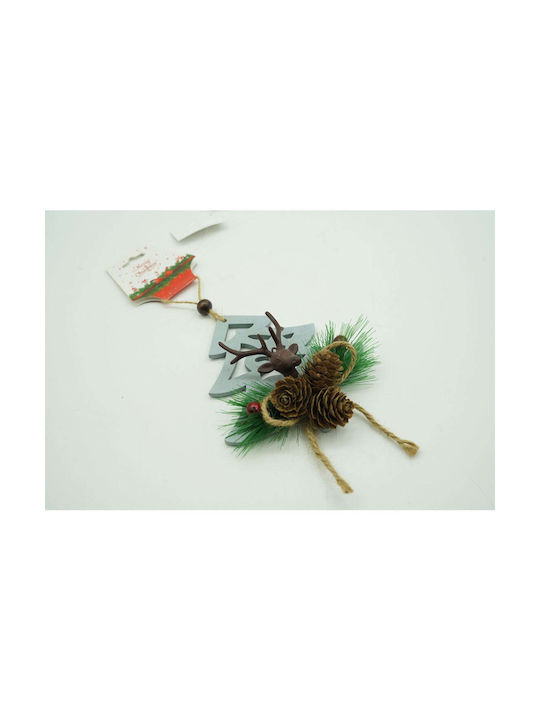 Hanging Ornament Deer Wooden Multicolour 16x13cm