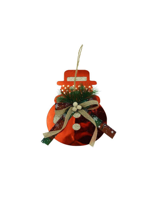 Hanging Snowman Ornament Red 17x14cm