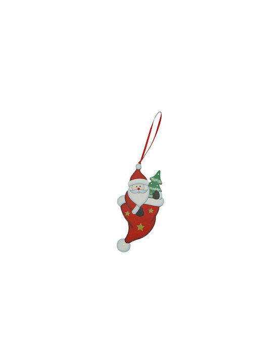 Hängender Schneemann Ornament Hölzern Rot 8x8cm