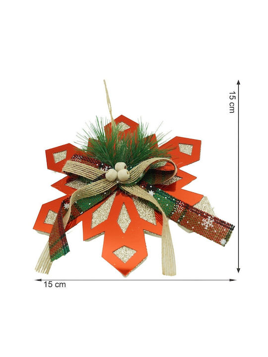 Ornament suspendat Fulgi de zăpadă Roșu 15x15buc