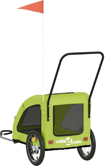 vidaXL Dog Carrying Green Bicycle Trailer for 45kg Pets L124.5xW66xH63.5cm