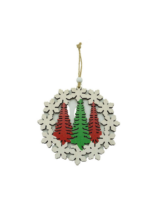 Hanging Ornament Wreath Wooden Multicolour 9.5x9.9cm